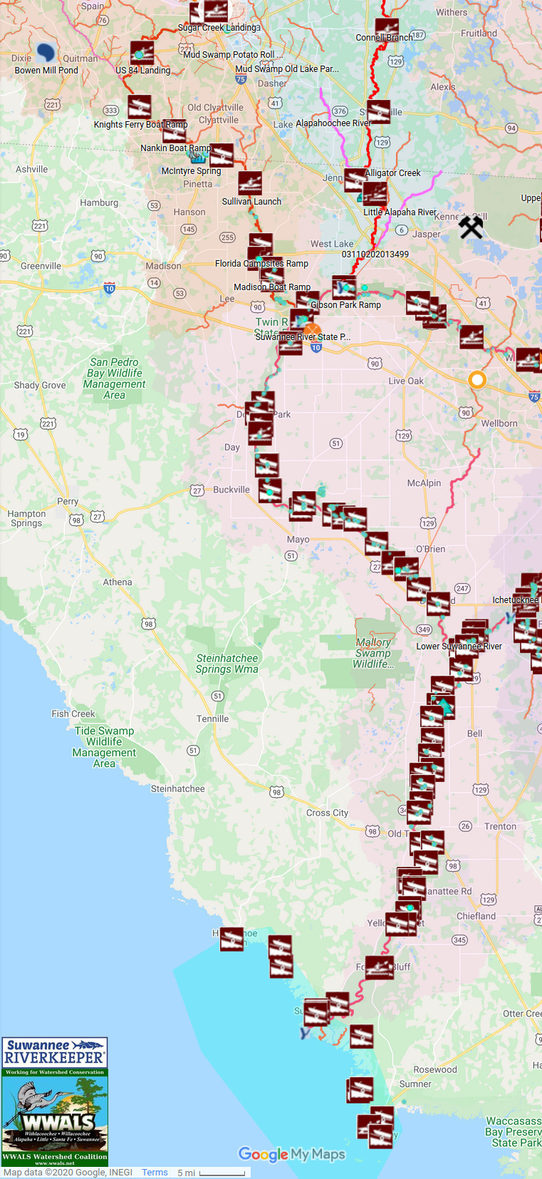 Map: Valdosta to the Gulf