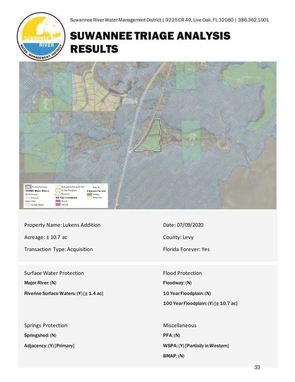 SUWANNEE TRIAGE ANALYSIS