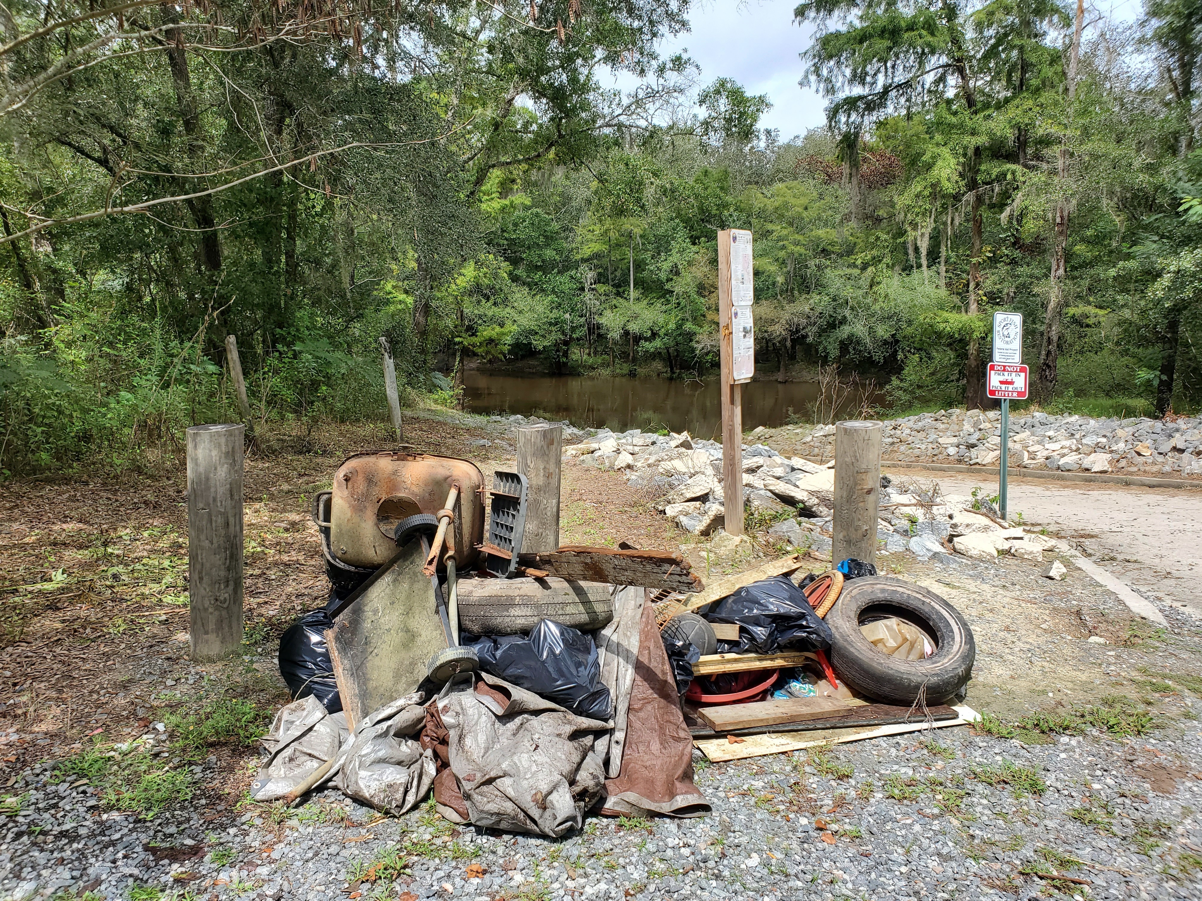 Trash at Troupville Boat Ramp; thanks VLPRA