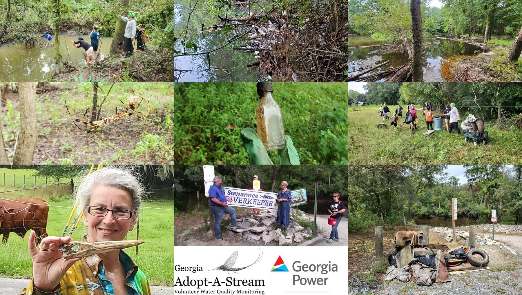 Bucket, need boat, Withlacoochee River, spider, bottle, handoff, Great Blue Heron, trash, Volunteer of the Year --GA AAS