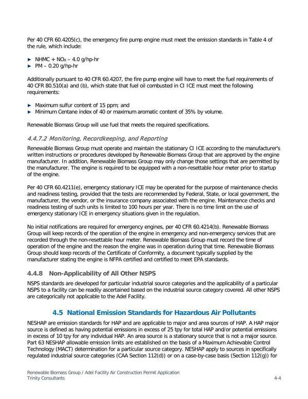 4.5 National Emission Standards for Hazardous Air Pollutants