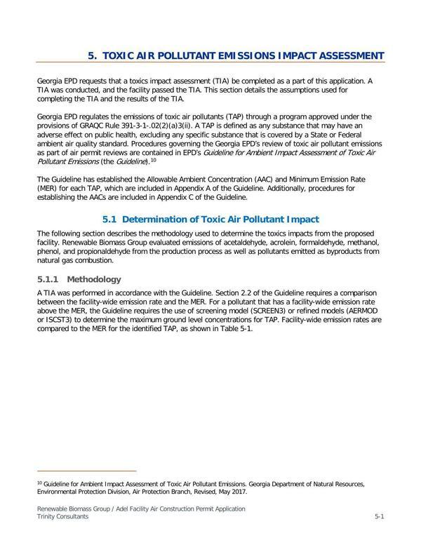 5. TOXIC AIR POLLUTANT EMI SSI ONS IMPACT ASSESSMENT