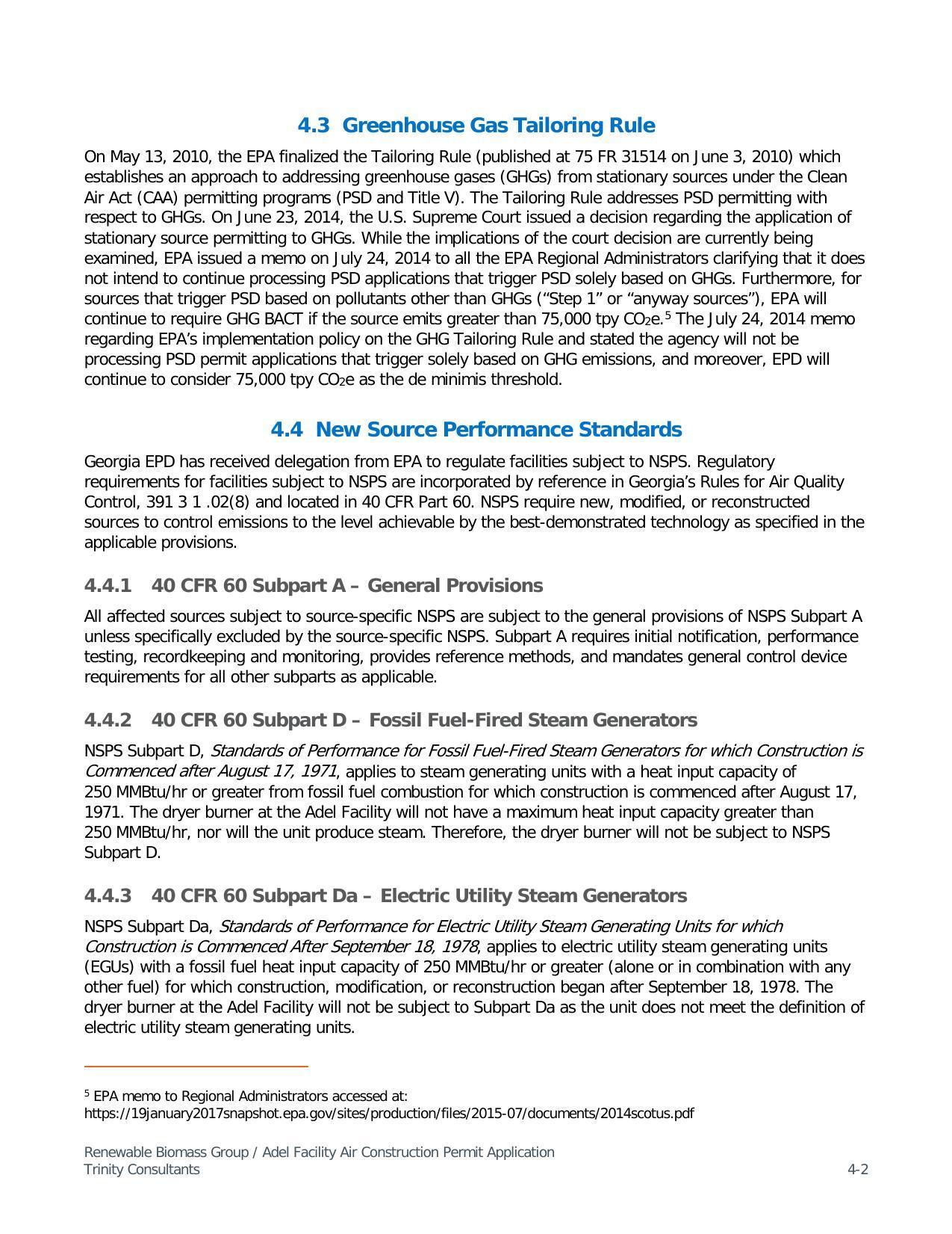 4.3 Greenhouse Gas Tailoring Rule