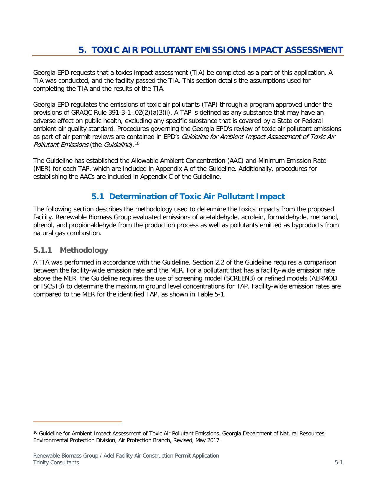 5. TOXIC AIR POLLUTANT EMI SSI ONS IMPACT ASSESSMENT