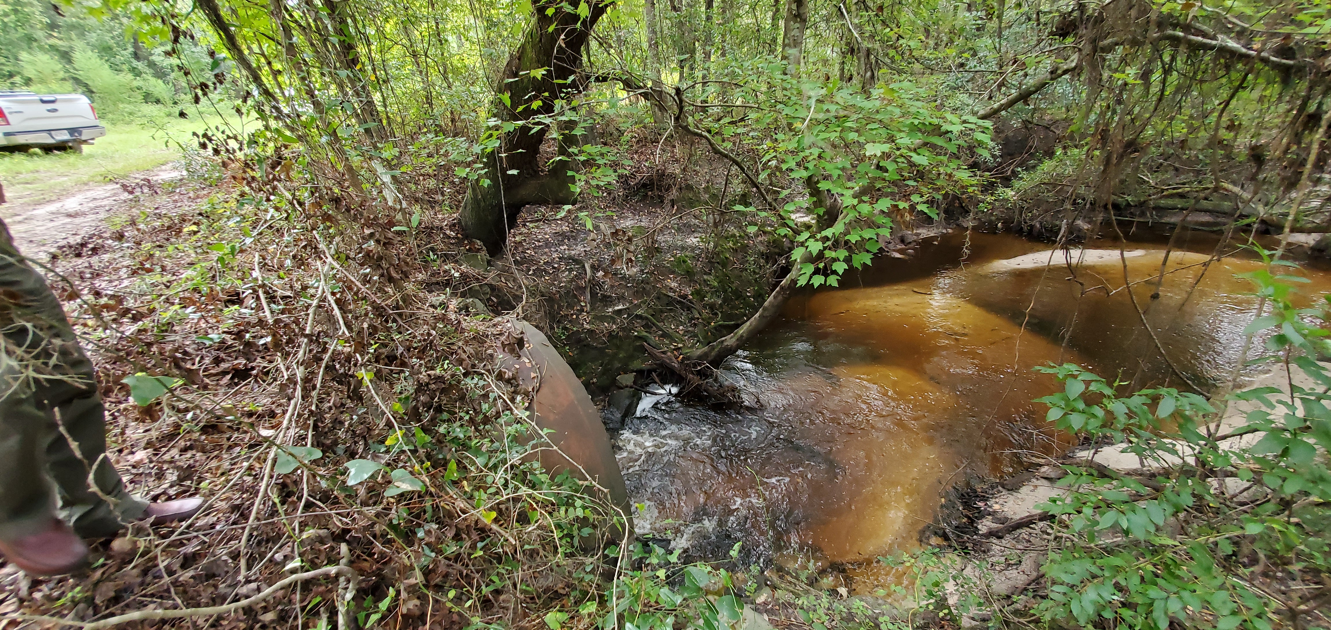 Culvert with parking beyond, 09:47:51, 30.6702928, -83.3491286