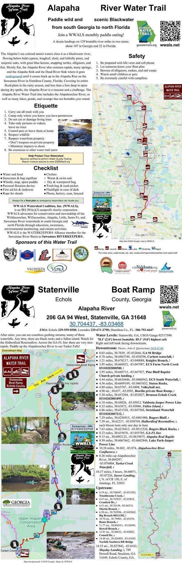 Alapaha River signpost: Statenville Boat Ramp