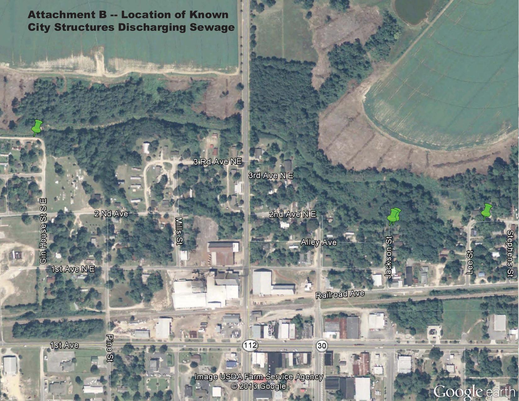 Attachment B: Location of Known City Structures Discharging Sewage