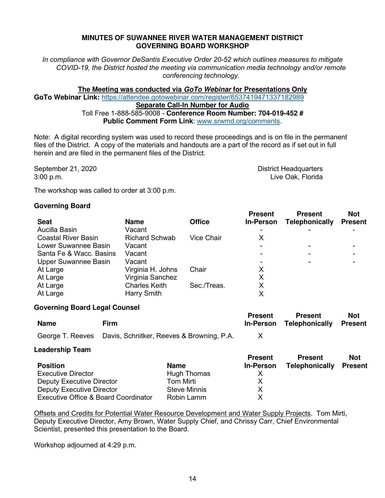 Roll Call, Offsets and Credits