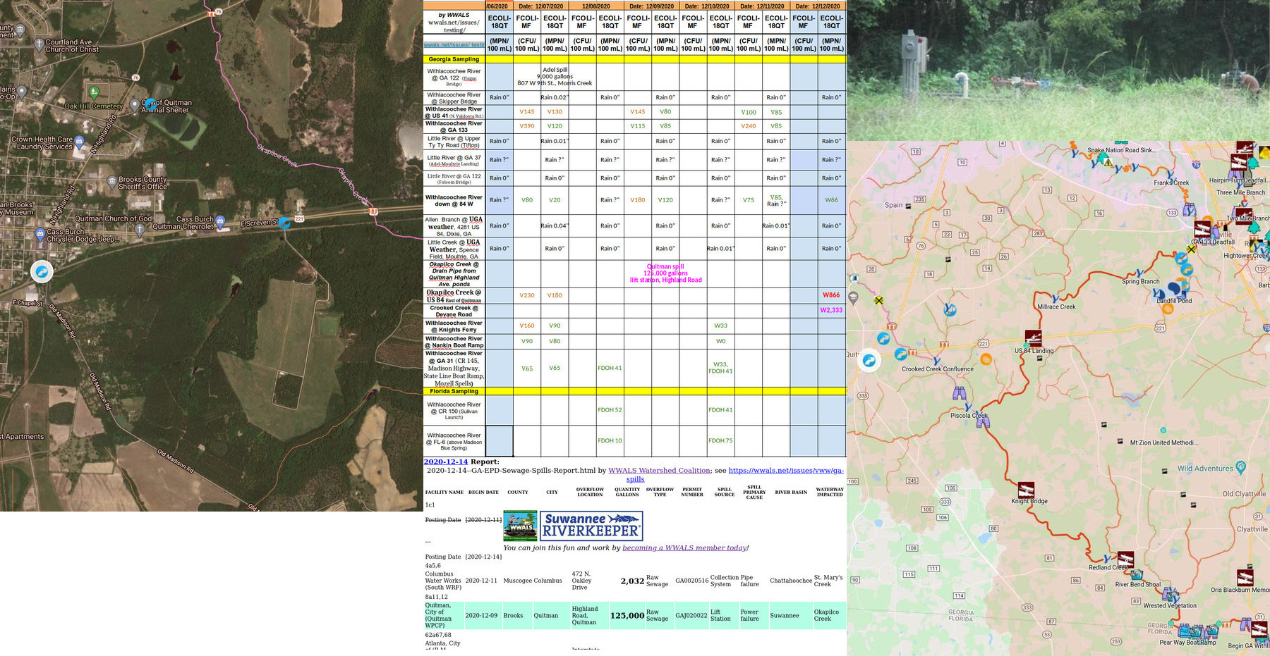 Quitman, lift station, Okapilco Creek, Withlacoochee River