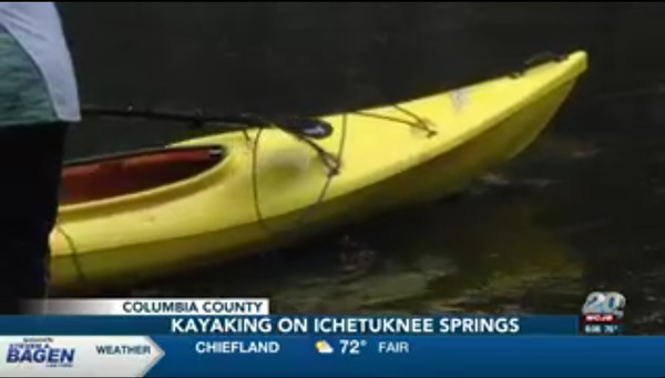 Yellow boat on Ichetucknee River