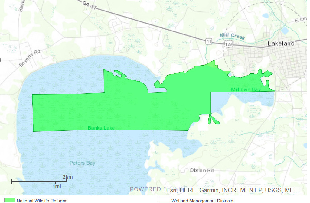 Map: Banks Lake NWR by U.S. FWS