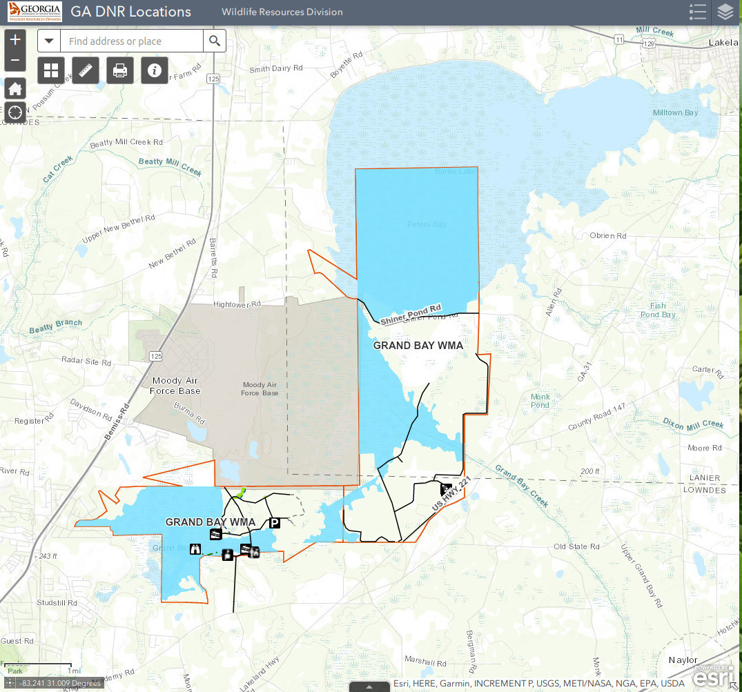 Map: Grand Bay WMA by GA DNR