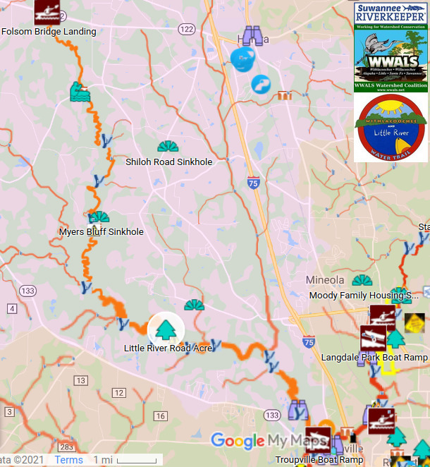 Map: Folsom Bridge, Little River Road acre, Troupville Boat Ramp