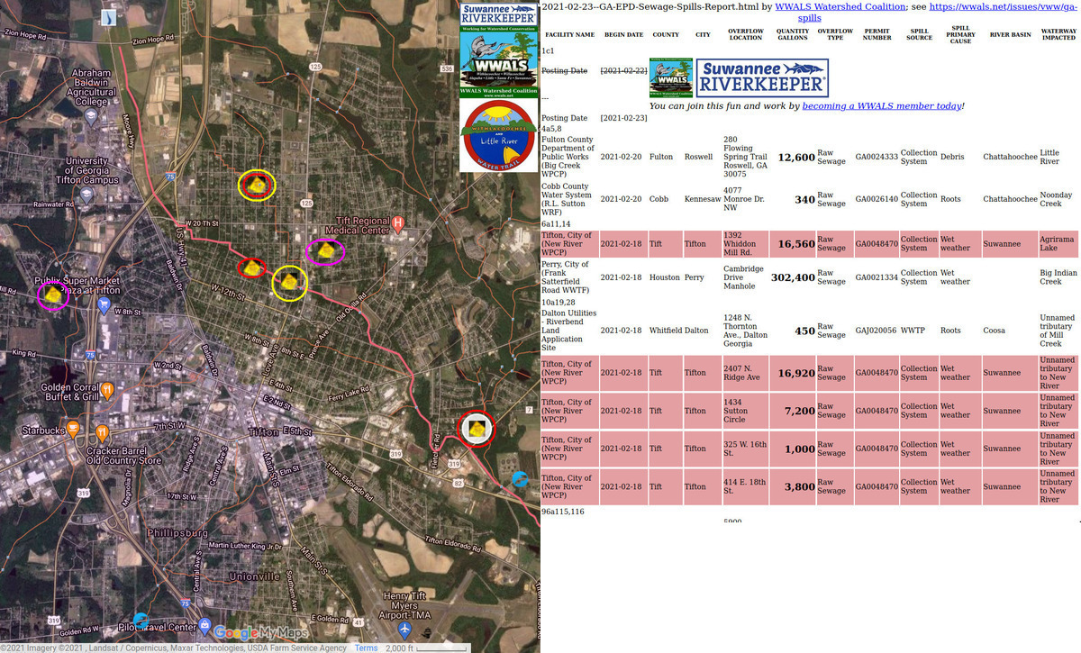 Tifton spills and locations 2021-02-18