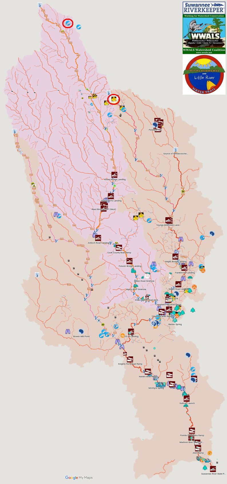 Map: Ashburn, Tifton spills, WLRWT