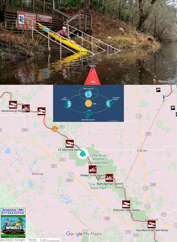 Adams Tract River Camp, Spring Equinox, map, Suwannee River Wilderness Trail