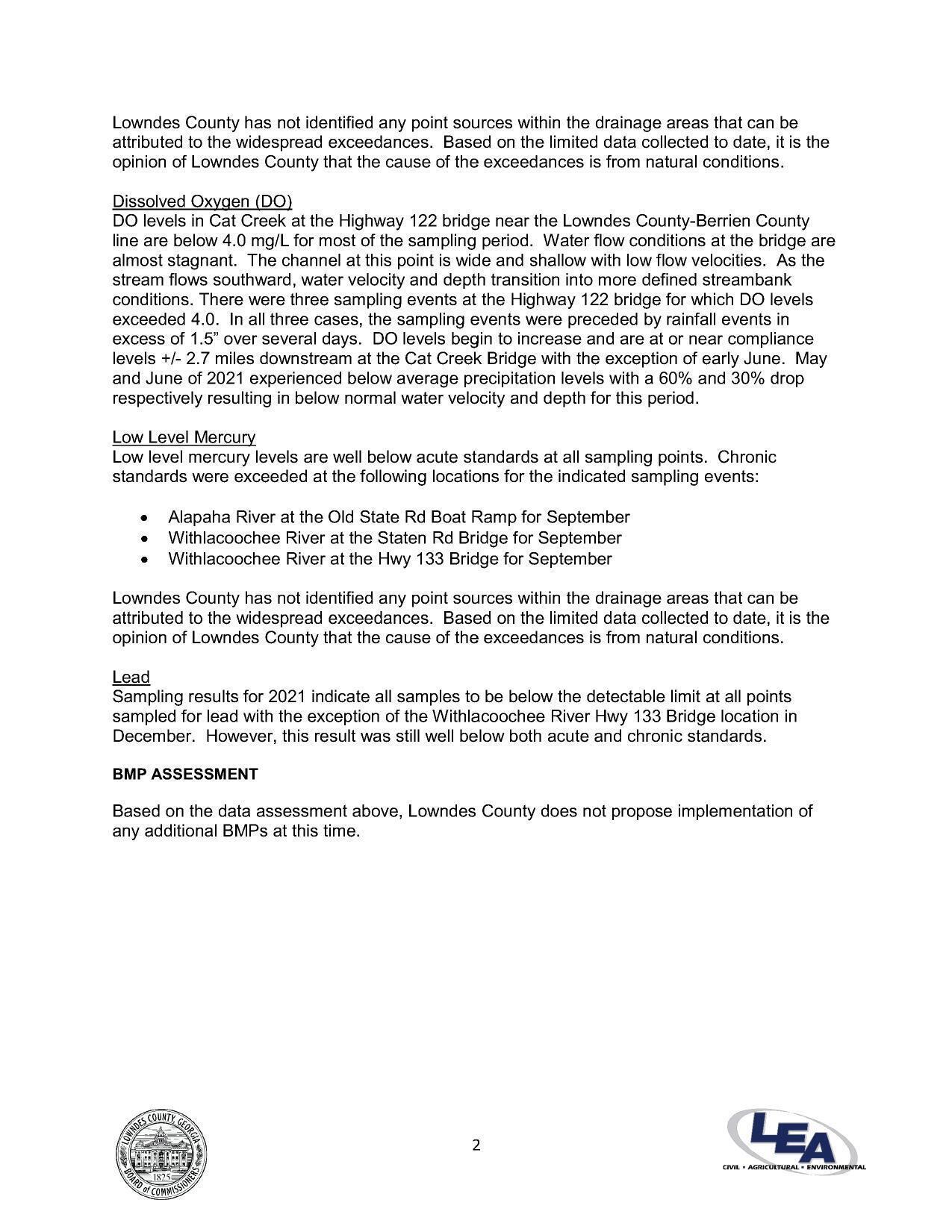 Dissolved Oxygen, Mercury, Lead