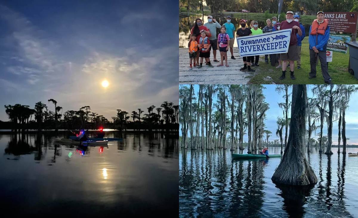 Moon, boaters, banners