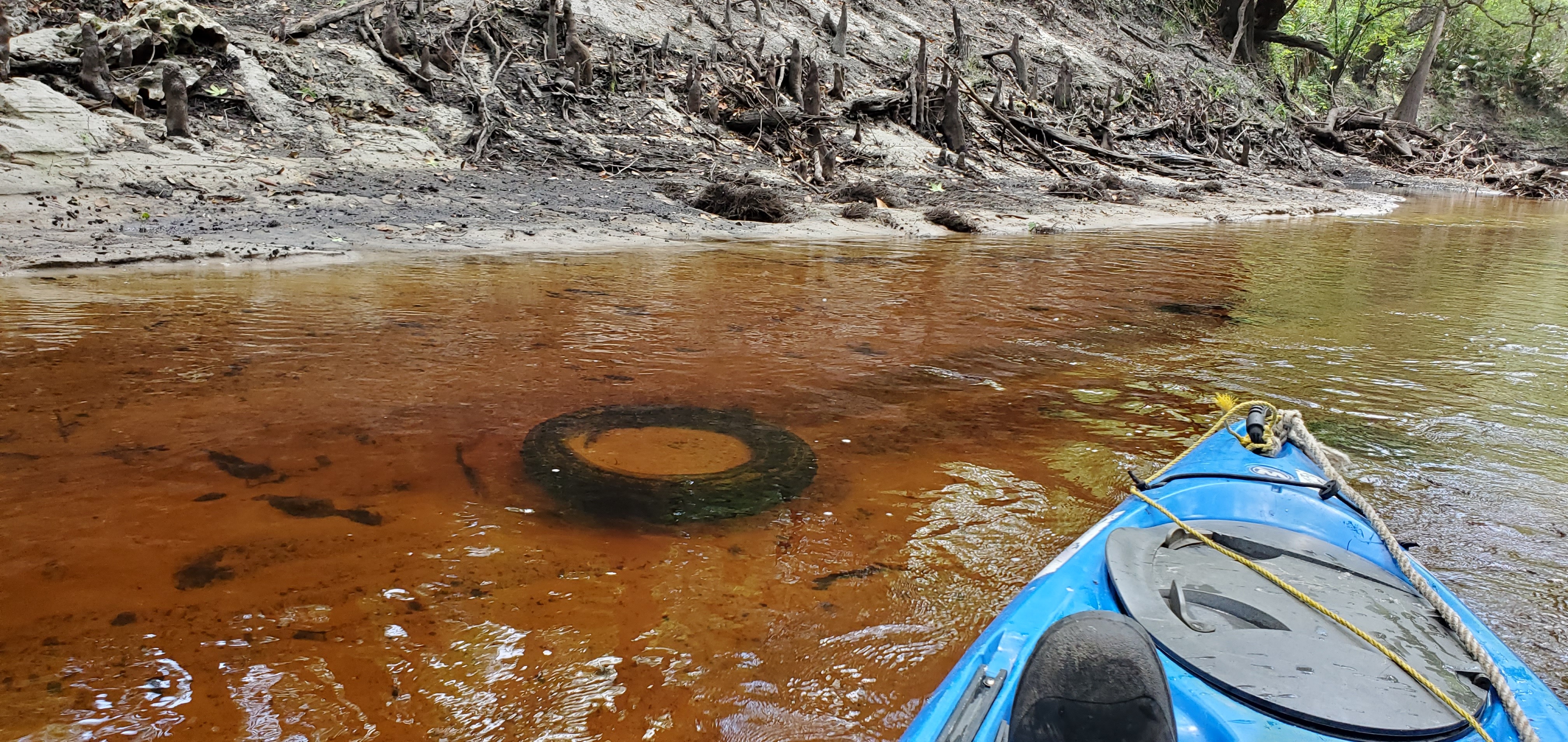 Tire in river, 12:37:52, 30.6058692, -83.0746854