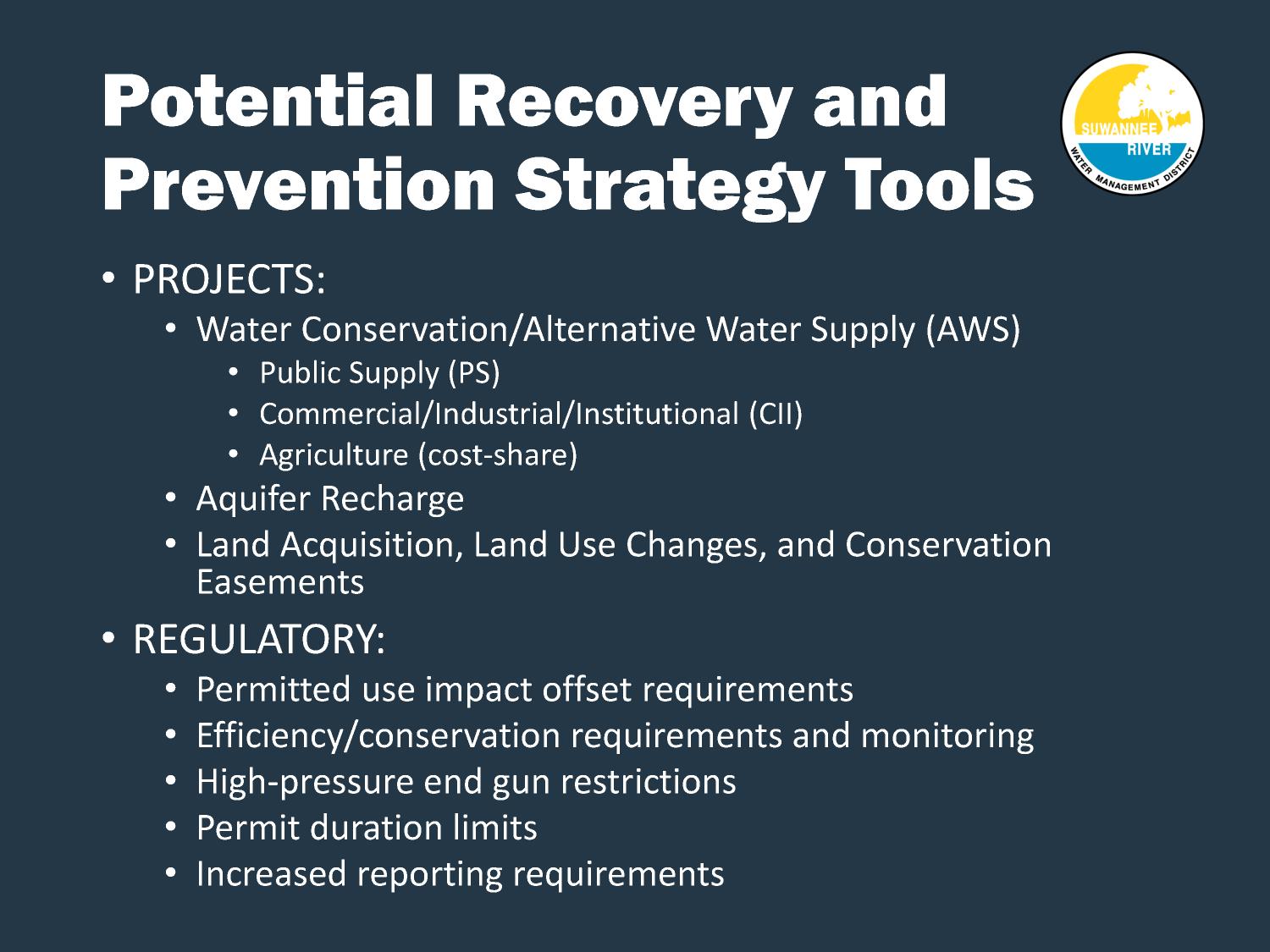 Potential Recovery and Prevention Strategy Tools