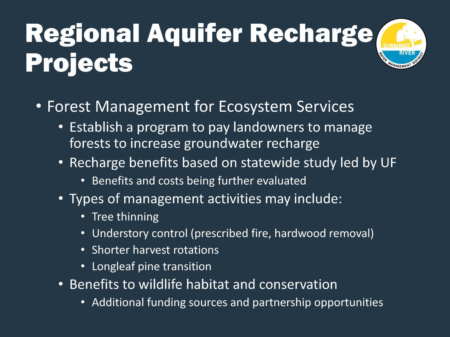 Regional Aquifer Recharge Projects (bullets)