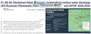 [FL SB 64: Reclaimed Water, nonbeneficial surface water discharge, JEA Buckman Wastewater Plant, and WFNF 2025-2032]