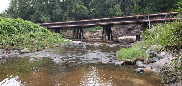 Downstream, Valdosta Sewer Pipe Shoals, 10:22:21, 30.8519140, -83.3149530