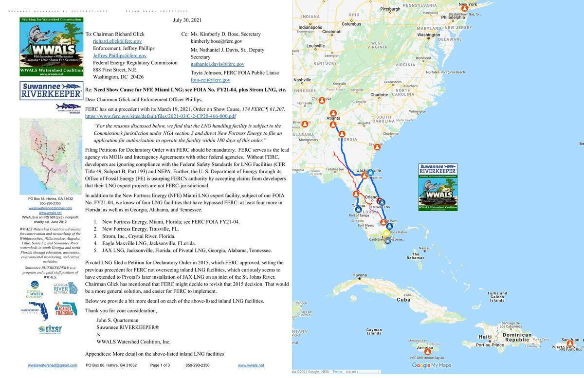 Need Show Cause; Map of LNG export operations