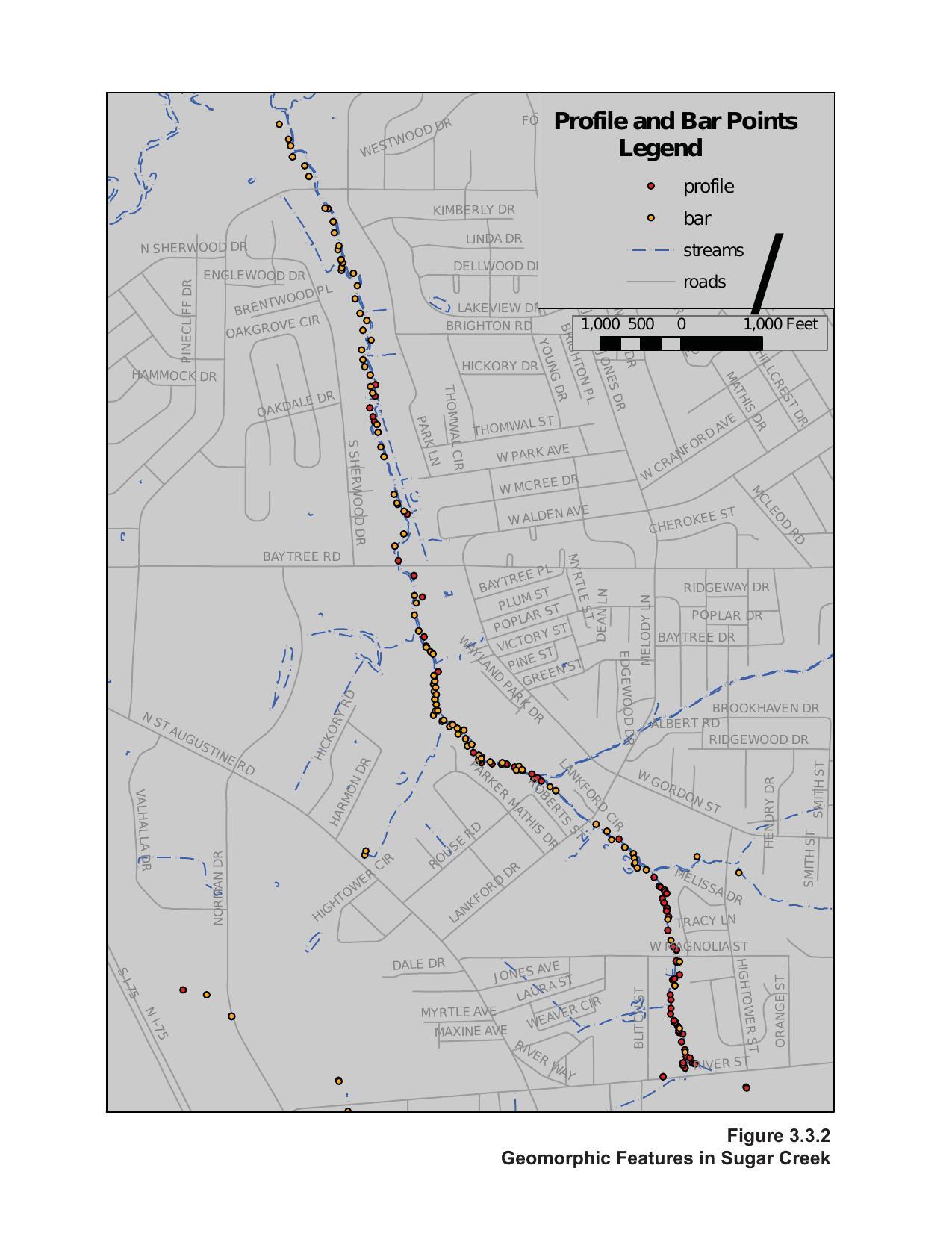 Figure 3.3.2 Geomorphic Features in Sugar Creek