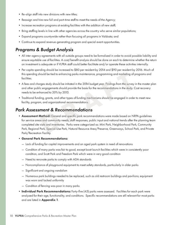 Park Assessment & Recommendations