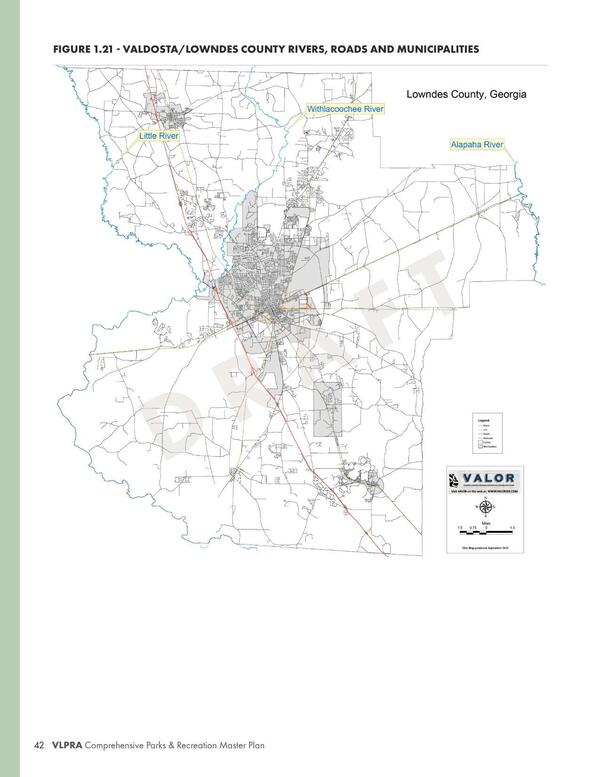 FIGURE 1.21 - VALDOSTA/LOWNDES COUNTY RIVERS, ROADS AND MUNICIPALITIES