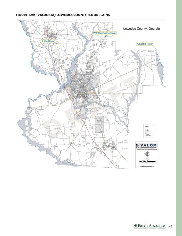 FIGURE 1.22 - VALDOSTA/LOWNDES COUNTY FLOODPLAINS