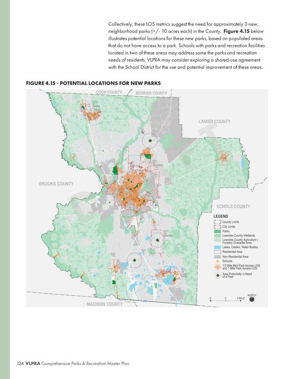 FIGURE 4.15 - POTENTIAL LOCATIONS FOR NEW PARKS