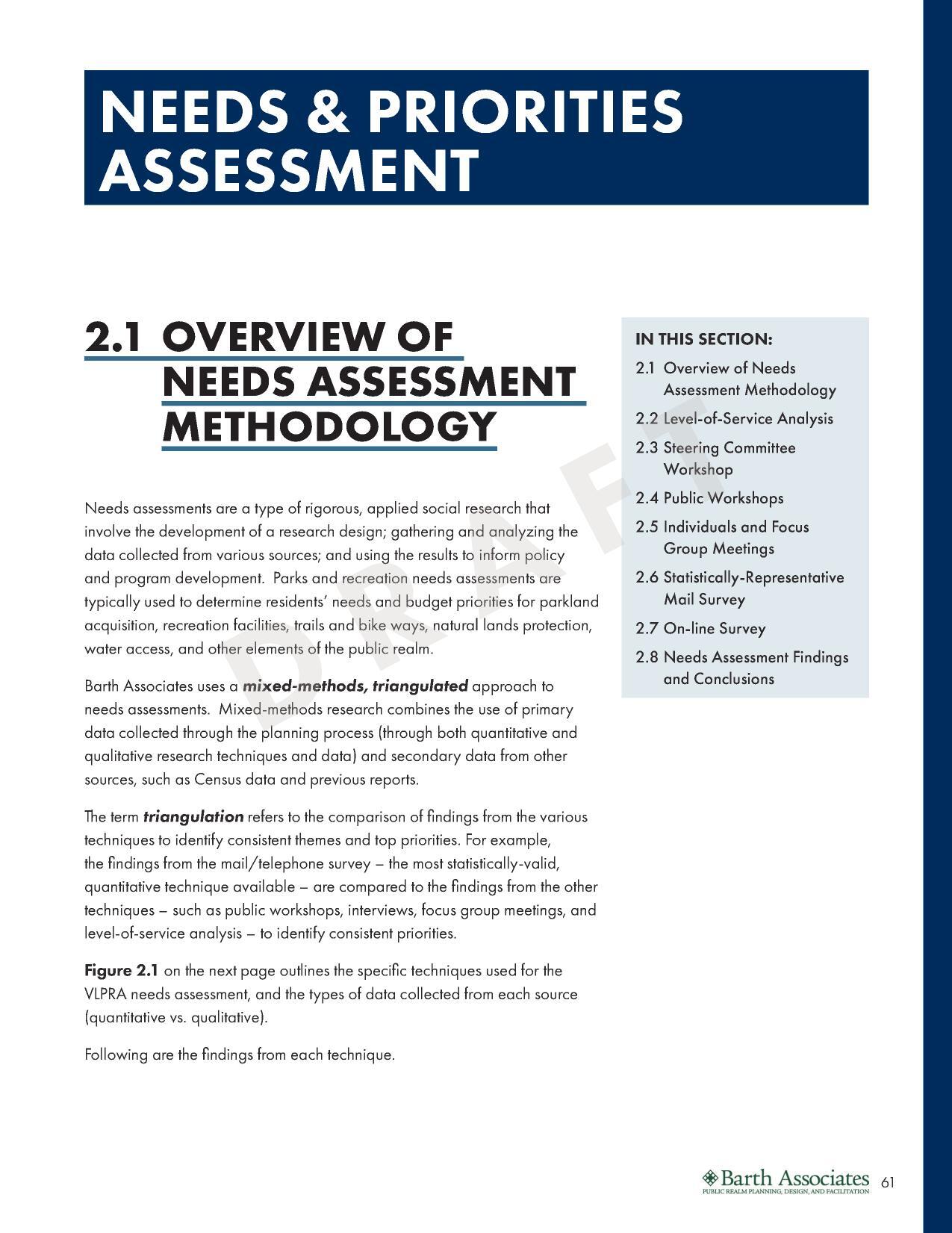 NEEDS & PRIORITIES ASSESSMENT