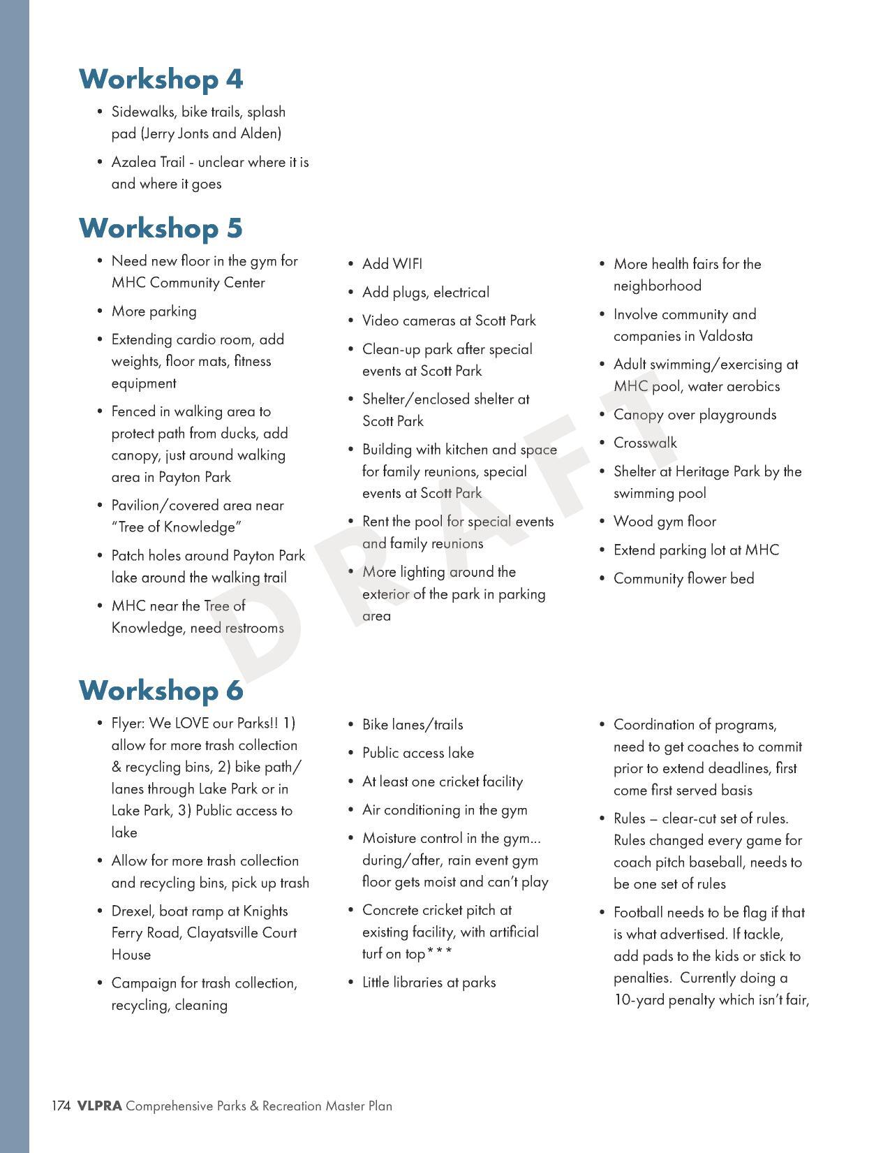 Workshops 4, 5, 6