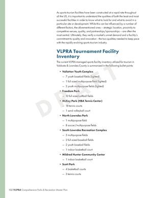 [VLPRA Tournament Facility Inventory]