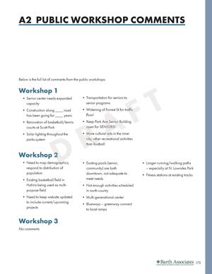 [A2 PUBLIC WORKSHOP COMMENTS; Workshops 1, 2, 3]