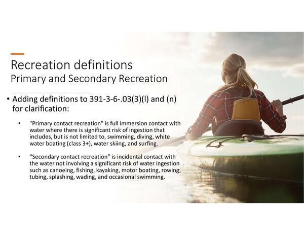 [Recreation definitions: Primary and Secondary Recreation]