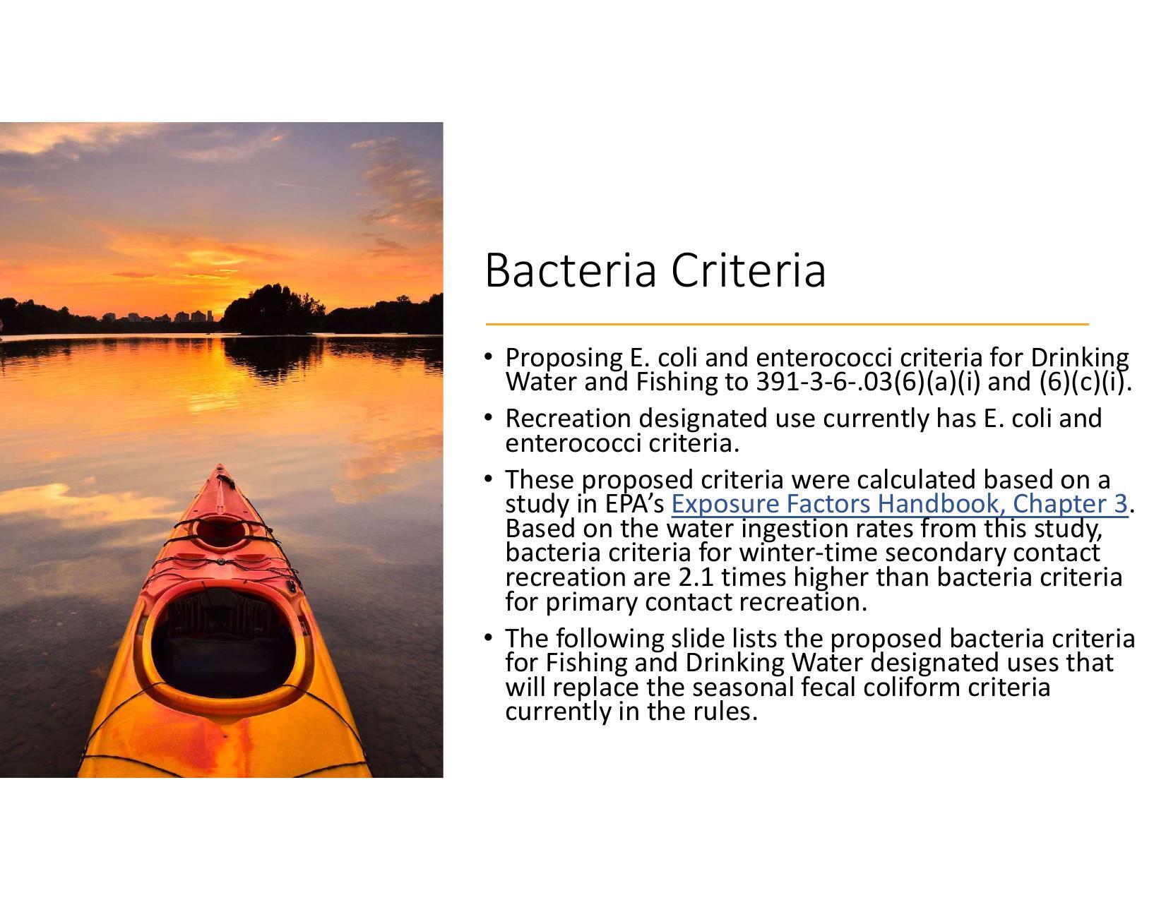 Bacteria Criteria