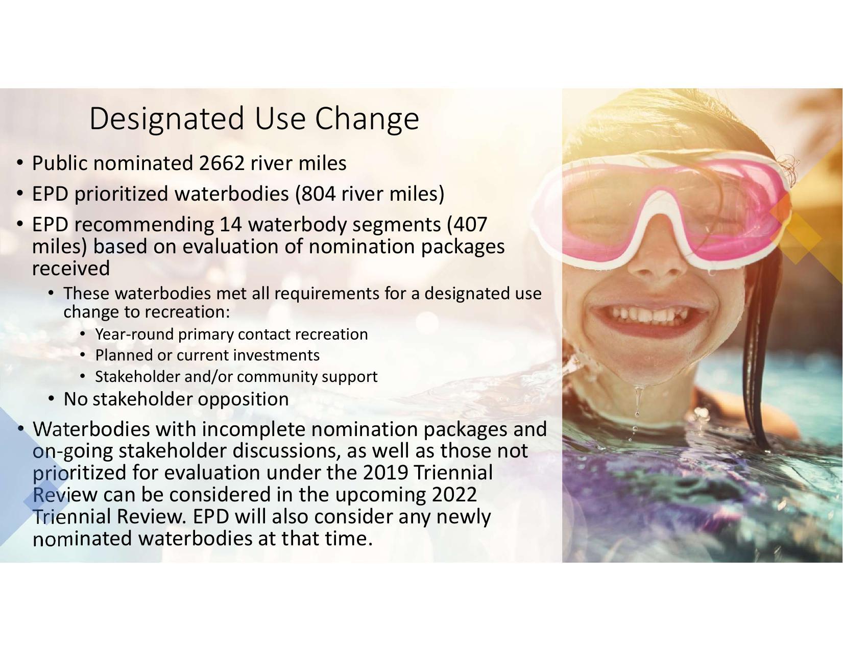 Designated Use Change