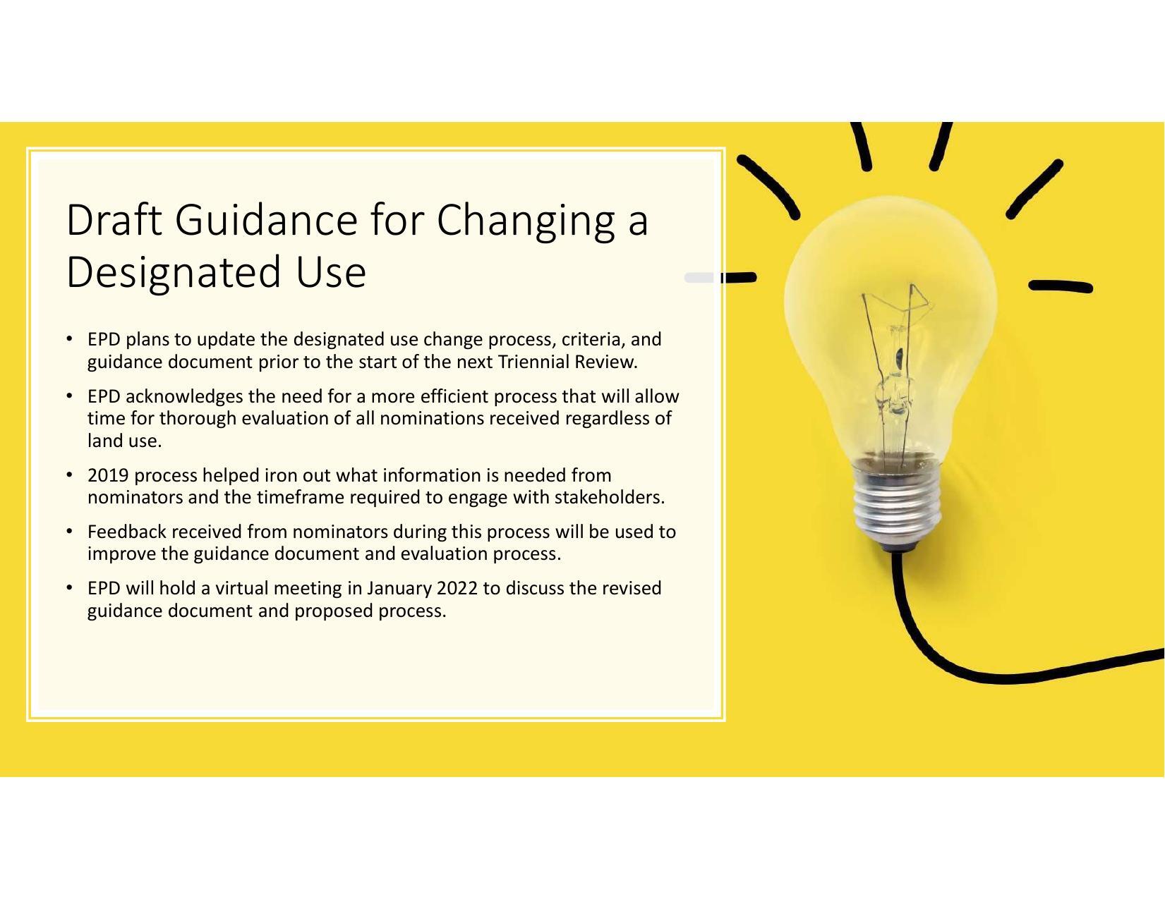 Draft Guidance for Changing a Designated Use