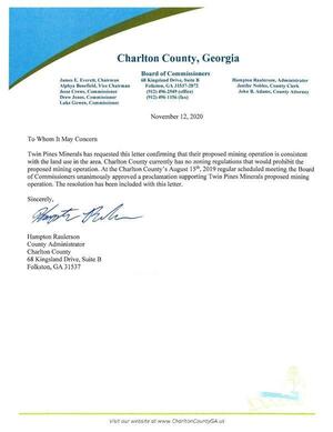 [Charlton County letter confirming no land use prohibitions 2020-11-12]