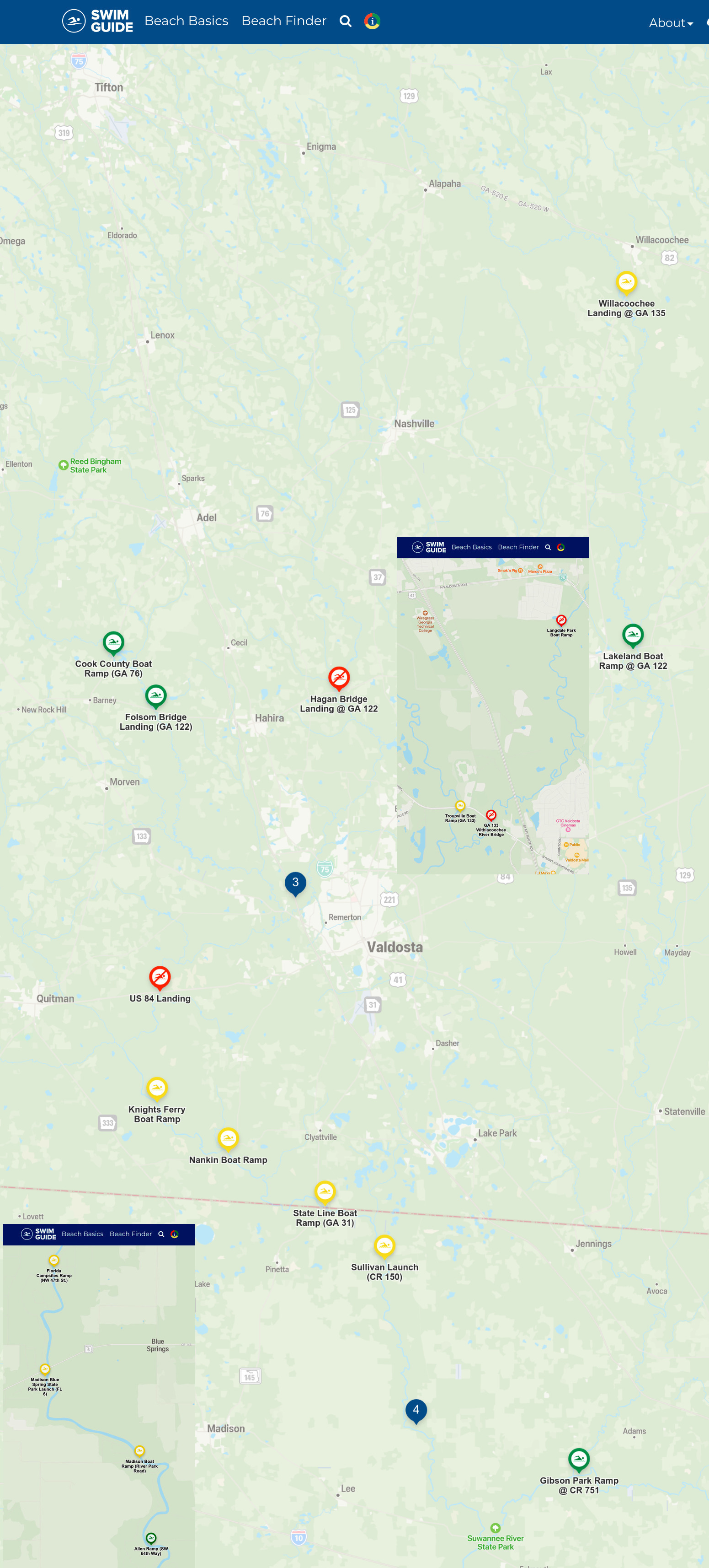 Map: Bad upstream, watch out downstream, Swim Guide 2021-12-23