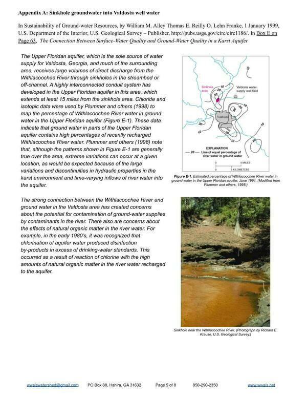 [Appendix A: Sinkhole groundwater into Valdosta well water]