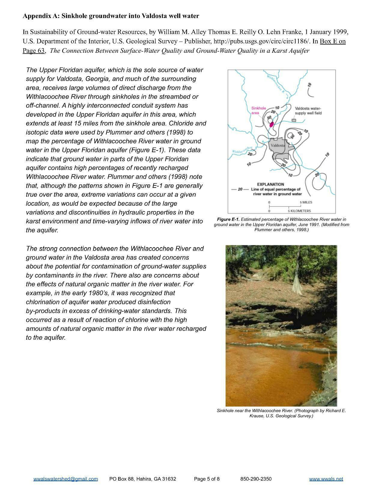 Appendix A: Sinkhole groundwater into Valdosta well water