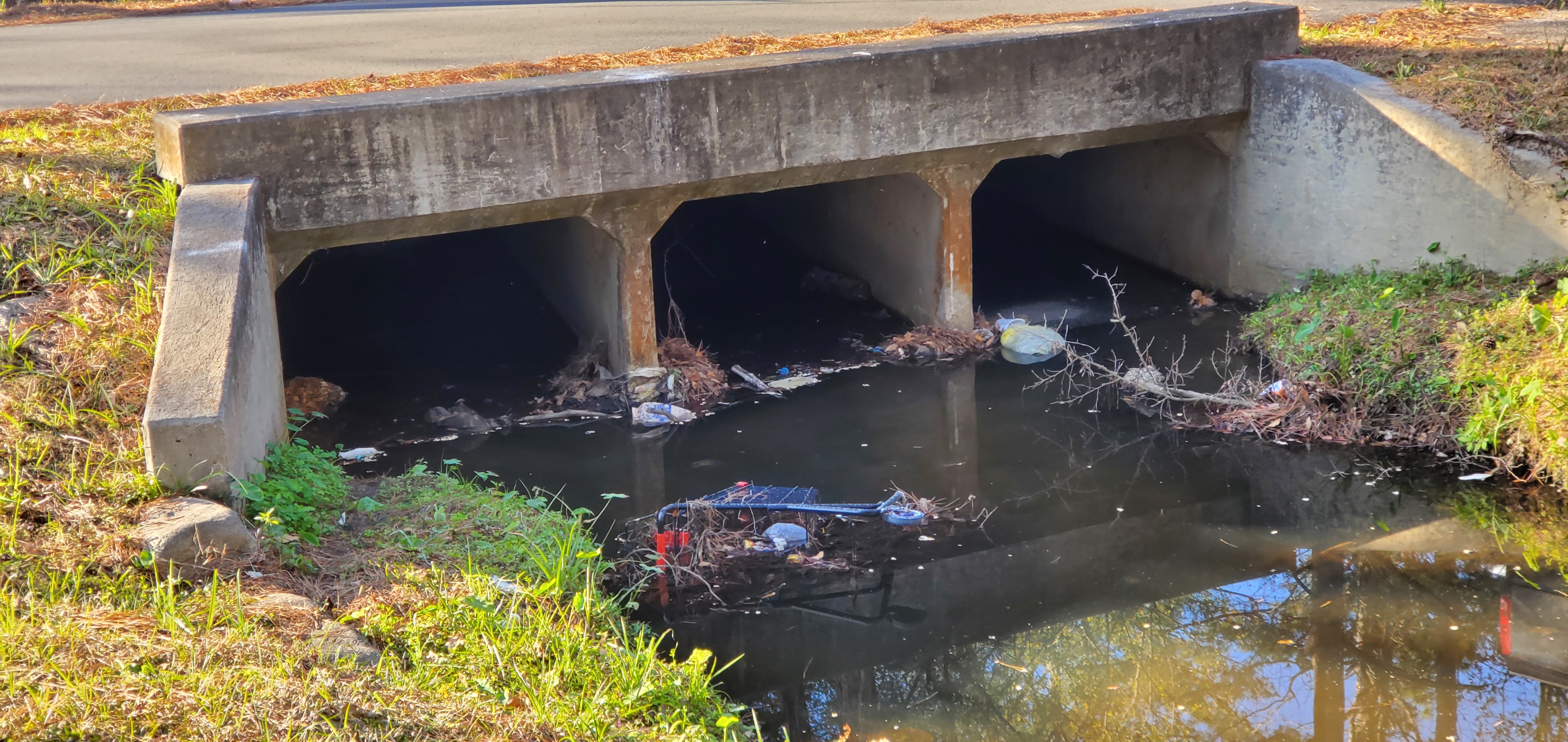 Upstream Bridge with shopping buggy, 16:40:21, 30.8698463, -83.2799165