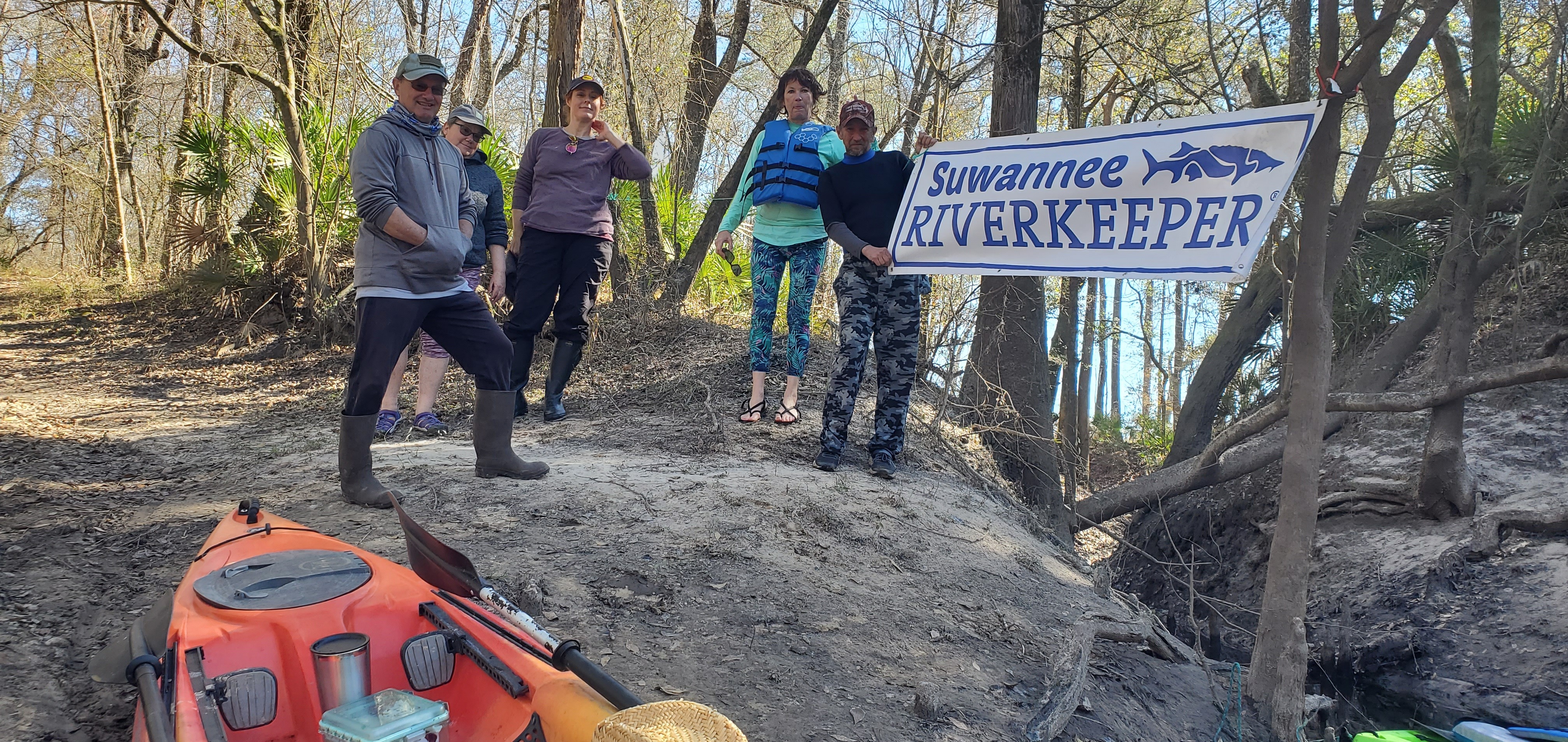 Posing with the banner, 13:55:18, 30.8158999, -83.4250583