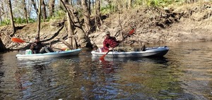 [Sunlit Withlacoochee River paddlers, 10:36:22, 30.8463425, -83.3475344]