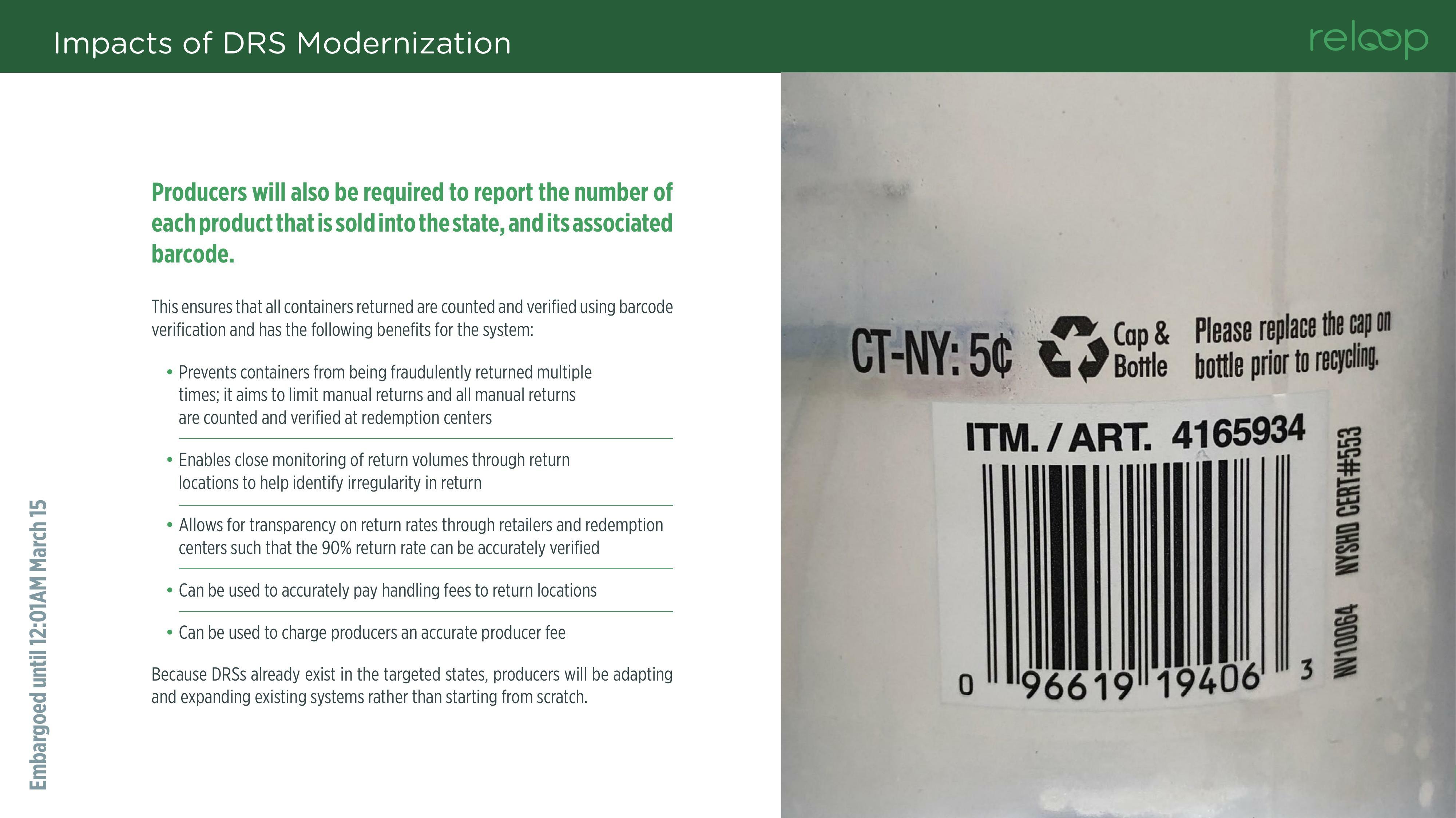 Producers will also be required to report the number of each product that is sold into the state, and its associated barcode.