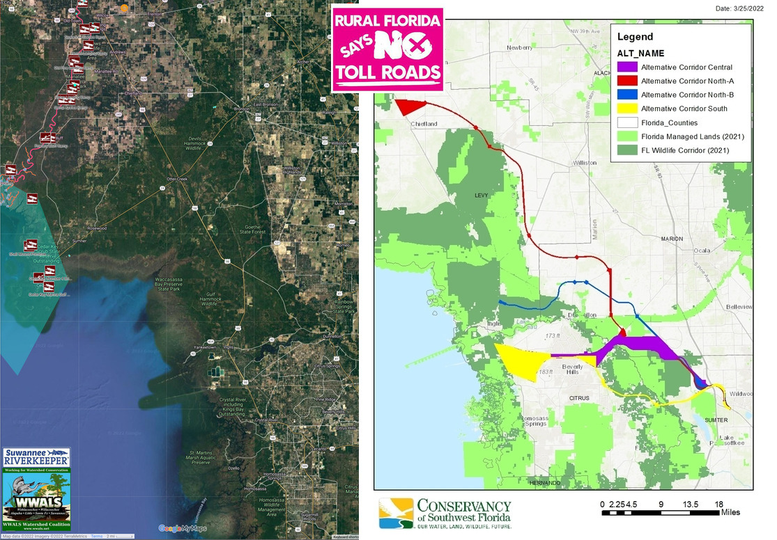 Suwannee River, Toll toad routes